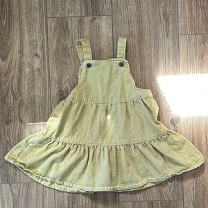 Zara Yellow-Green Tiered Pinafore Dress